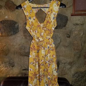 Yellow Floral Tea Dress